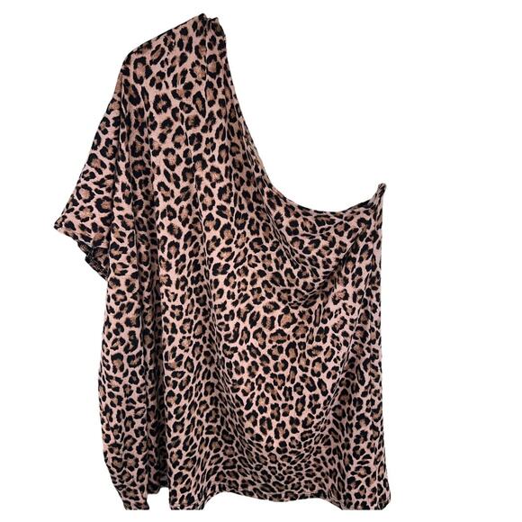 Entro Tonal Leopard Print One Shoulder Blouse Top Tan Black Women's Size Small - Picture 4 of 6